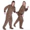 Big Feet Pajamas Adult Leopard Plush Hooded One Piece Footy