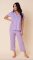 The Cat's Pajamas Women's Lilac Pima Knit Cotton Capri Pajama Set