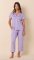 The Cat's Pajamas Women's Lilac Confetti Dot Pima Knit Cotton Capri Pajama Set