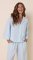 The Cat's Pajamas Women's Mariposa Organic Pima Cotton Wide Leg Pajama Set in Mist