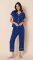 The Cat's Pajamas Women's Marine Blue Pima Knit Cotton Capri Pajama Set