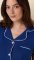 The Cat's Pajamas Women's Marine Blue Pima Knit Cotton Capri Pajama Set