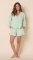The Cat's Pajamas Women's Mariposa Organic Cotton Long Sleeve Short Set in Celadon