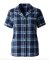 Boxercraft Women's Navy/Colmbia Plaid Boxy Flannel Short Sleeve Shirt
