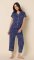 The Cat's Pajamas Women's Confetti Dot Pima Knit Cotton Capri Pajama Set in Navy