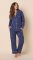 The Cat's Pajamas Women's Confetti Dot Pima Knit Cotton Classic Pajama Set in Navy