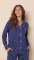 The Cat's Pajamas Women's Confetti Dot Pima Knit Cotton Classic Pajama Set in Navy