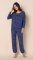 The Cat's Pajamas Women's Confetti Dot Pima Knit Cotton Pullover Lounge Set in Navy