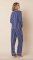 The Cat's Pajamas Women's Navy Heritage Stripe Pima Knit Cotton Classic Pajama Set