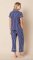 The Cat's Pajamas Women's Navy Heritage Stripe Pima Knit Cotton Capri Pajama Set