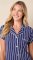 The Cat's Pajamas Women's Navy Heritage Stripe Pima Knit Cotton Capri Pajama Set