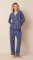 The Cat's Pajamas Women's Navy Heritage Stripe Pima Knit Cotton Classic Pajama Set
