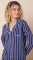 The Cat's Pajamas Women's Navy Heritage Stripe Pima Knit Cotton Classic Pajama Set