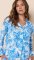 The Cat's Pajamas Women's Palm Grove Toile Pima Knit Cotton Classic Pajama Set in Blue