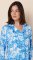 The Cat's Pajamas Women's Palm Grove Toile Pima Knit Cotton Long Sleeve Short Set in Blue