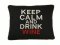 "Keep Calm and Drink Wine" Embroidered Gift Pillow