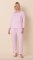 The Cat's Pajamas Women's Essential Stripe Pima Knit Cotton Simple Set in Pink Moment