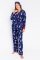 PJ Salvage "Up to Snow Good" Classic Flannel Pajama Set in Navy