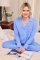 The Cat's Pajamas Women's Provence Blue Pima Knit Cotton Classic Pajama Set