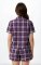 Boxercraft Women's Purple/White Plaid Boxy Flannel Short Sleeve Shirt