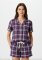 Boxercraft Women's Purple/White Plaid Boxy Flannel Short Sleeve Shirt