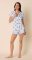 The Cat's Pajamas Women's Queen Bee Pima Knit Short Sleeve Cotton Short Pajama Set in Blue