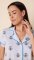 The Cat's Pajamas Women's Queen Bee Pima Knit Short Sleeve Cotton Short Pajama Set in Blue