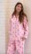 The Cat's Pajamas Women's Queen Bee Flannel Classic Pajama Set in Pink