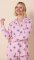 The Cat's Pajamas Women's Queen Bee Pima Knit Cotton Classic Pajama Set in Pink