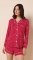 The Cat's Pajamas Women's Red Confetti Dot Pima Knit Cotton Long Sleeve Short Set