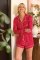 The Cat's Pajamas Women's Red Confetti Dot Pima Knit Cotton Long Sleeve Short Set