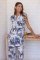 The Cat's Pajamas Women's Safari Toile Luxe Pima Cotton Capri Pajama Set in Blue