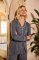 The Cat's Pajamas Women's Steel Grey Pima Knit Cotton Classic Pajama Set