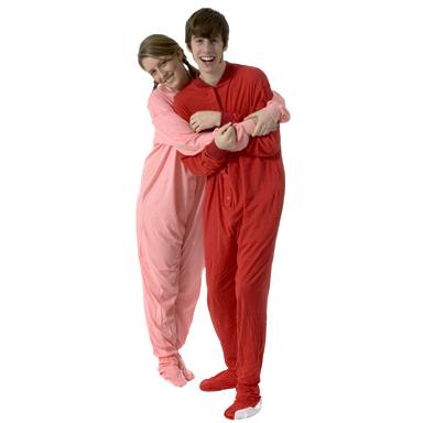 Big Feet Pajamas Adult Red Jersey Knit One Piece Footy