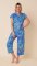 The Cat's Pajamas Women's Cerulean Floral Luxe Pima Capri Pajama Set