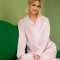 The Cat's Pajamas Women's Classic Stripe Luxe Pima Cotton Pajama Set in Pink