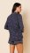 The Cat's Pajamas Women's Confetti Dot Pima Knit Long Sleeve Short Set in Navy