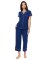 The Cat's Pajamas Women's Marine Blue Pima Knit Capri Pajama Set