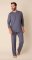 The Cat's Pajamas Men's Classic Pima Knit Cotton Pullover Lounge Set in Steel Blue
