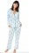 The Cat's Pajamas Women's Queen Bee Pima Knit Classic Pajama Set in Blue