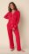 The Cat's Pajamas Women's Red Pima Knit Cotton Classic Pajama Set