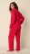 The Cat's Pajamas Women's Red Pima Knit Cotton Classic Pajama Set