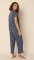 The Cat's Pajamas Women's Steel Blue Pima Knit Cotton Capri Pajama Set