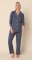 The Cat's Pajamas Women's Steel Blue Pima Knit Cotton Classic Pajama Set