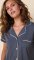 The Cat's Pajamas Women's Steel Blue Pima Knit Cotton Capri Pajama Set