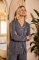 The Cat's Pajamas Women's Steel Blue Pima Knit Cotton Classic Pajama Set