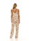 The Lazy Poet Women's Amelie Jungle Lush Linen Pajama Lounge Set in Peach